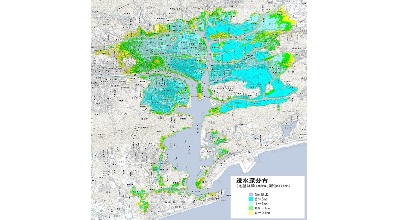 高知市中心部の長期浸水予想図